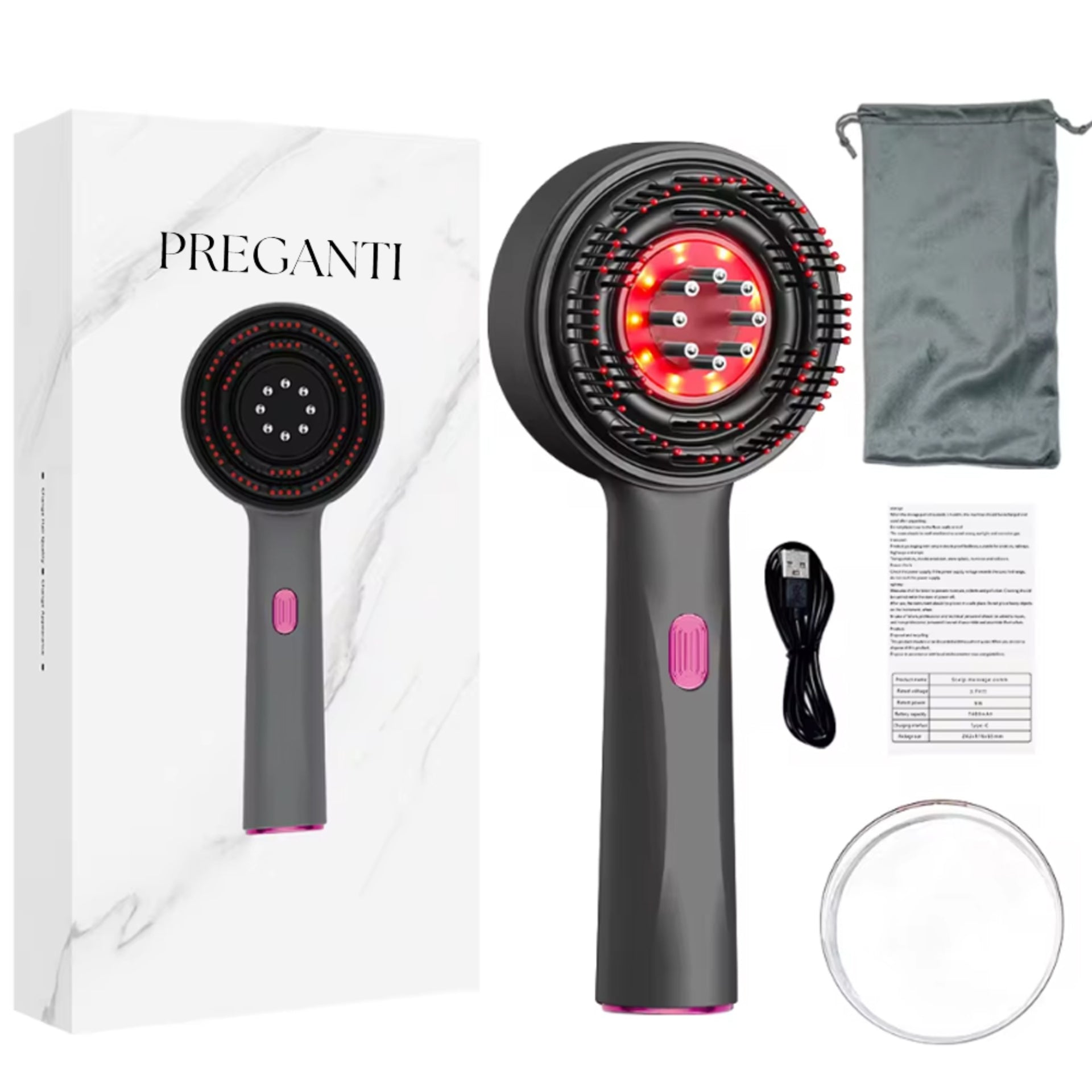 Masajeador de cabello con luz roja